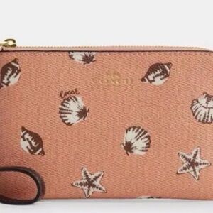 Coach Coral Wristlet with Shell Motif
